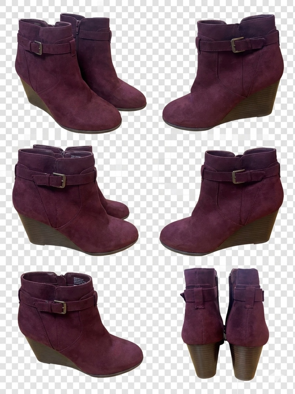 Market & Spruce Serah Suede Wedge Ankle Booties Burgundy Size 7.5 NWOB